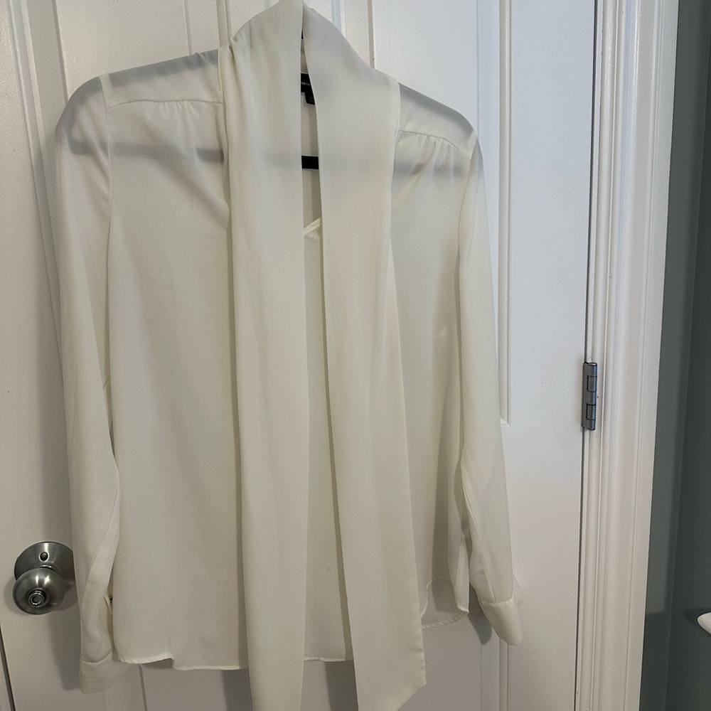 #Cream front tie blouse